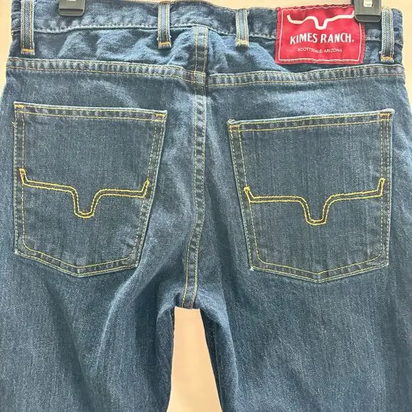 Kimes Ranch Wayne Jeans- Made in USA-Mens 28x32 -Dark Wash Button Fly Western - Picture 6 of 7